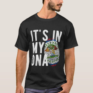 Het zit in mijn DNA Belize vlag vingerafdruk T-shirt