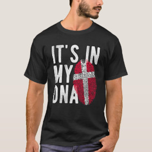 het zit in mijn DNA Denemarken vlag Vingerafdruk T-shirt