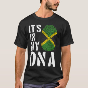 Het zit in mijn DNA Jamaicaanse vlag vingerafdruk T-shirt