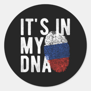 Het zit in mijn DNA Rusland vlag vingerafdruk Ronde Sticker