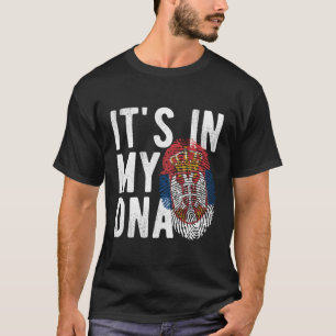 Het zit in mijn DNA Servië vlag vingerafdruk T-shirt