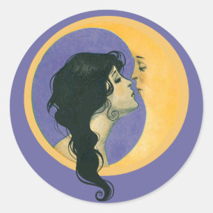 Het zoenen van de maan ronde sticker