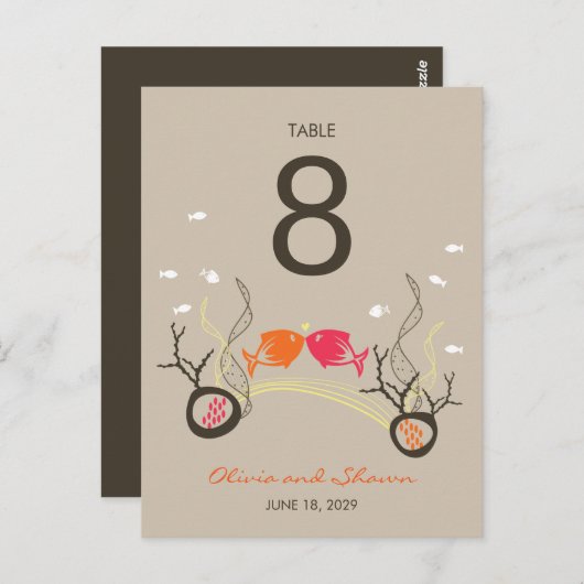 Het zoenen van viskoralen Beach Whimsical Cute Wed Briefkaart (Voorkant / Achterkant)