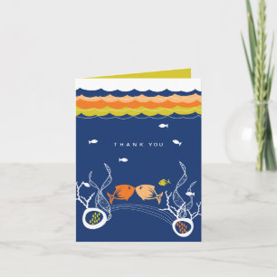 Het zoenen van viskoralen en het blauw-oceaangolfh bedankkaart