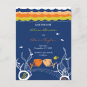 Het zoenen viskoraal Zee strand bewaart de datum Aankondigingskaart (Voorkant)