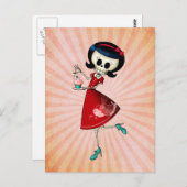 Het zoete & Enge Meisje van het Skelet Briefkaart (Voorkant / Achterkant)