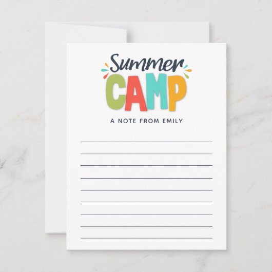 Het zomerkamp is een notitie van het kinder plezie notitiekaartje (Voorkant)