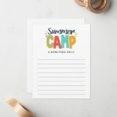 Het zomerkamp is een notitie van het kinder plezie notitiekaartje (Voorkant / Achterkant in situ)