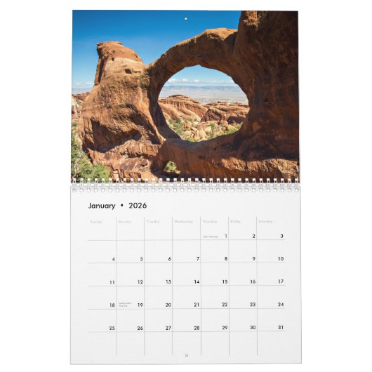 Het zuidwesten van Amerika - de Grote Cirkel Kalen Kalender (Jan 2026)