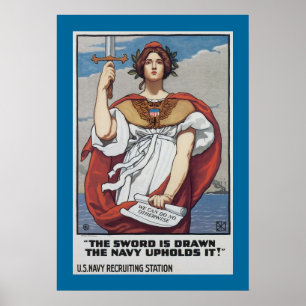 Het zwaard is getekend, de marine benadrukt het. poster
