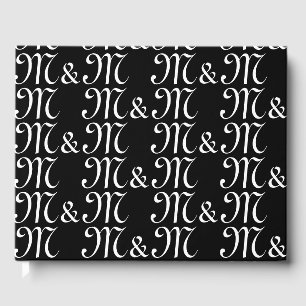 Het zwart-witte monogram Initialen van ons paar aa Gastenboek