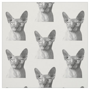 Het zwart-witte Portret van de Kat Sphynx Stof