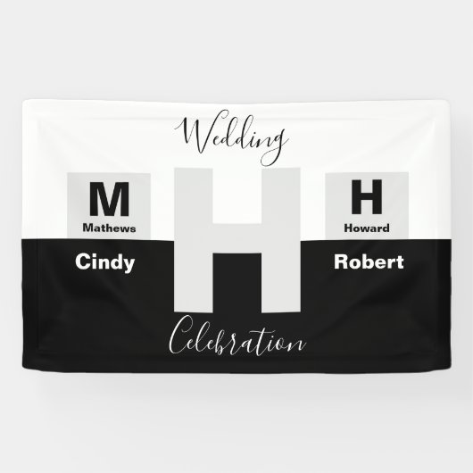 Het zwarte en witte basishuwelijk spandoek (Horizontaal)