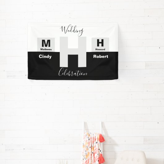 Het zwarte en witte basishuwelijk spandoek (Insitu)