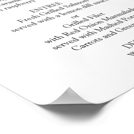 Het zwarte en witte elegante menu van de manuscrip poster (Hoek)