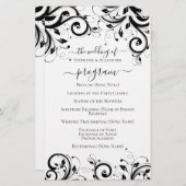 Het zwarte en Witte Festive Swirl Wedding Programm (Voorkant / Achterkant)