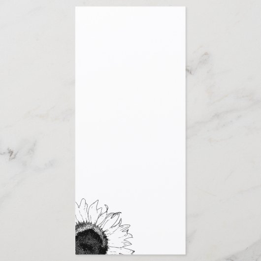 Het zwarte en Witte Zonnebloemen Weddenschap Menu (Achterkant)