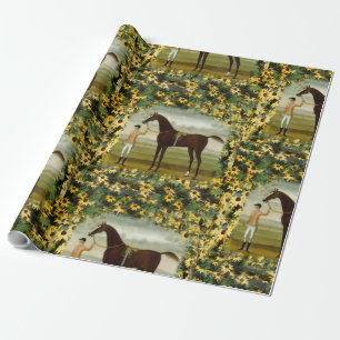 Het zwarte Eyed van het het raspaard van Susan Cadeaupapier