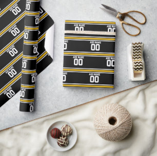 Het zwarte Gouden Aantal van de Naam van de Douane Cadeaupapier