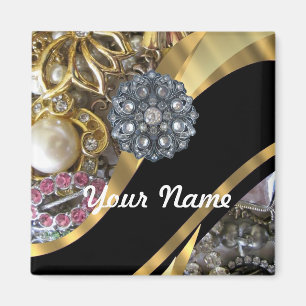 Het zwarte & gouden bling magneet