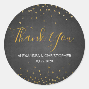 Het zwarte Gouden Huwelijk van de Confettien van Ronde Sticker