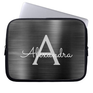 Het zwarte Metaal Moderne Monogram van het Laptop Sleeve