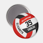 het zwarte rode schoolkleurenteam volleybal magneet (Voorkant / Achterkant)