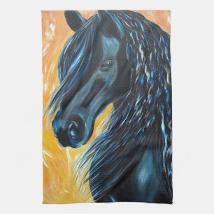Het zwarte Schilderen van het Paard Theedoek
