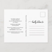 Het zwarte script datumbruiloft uitgesteld wijzige briefkaart (Achterkant)