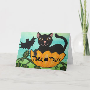 Het zwarte Wenskaart van de Pompoen van Halloween Kaart