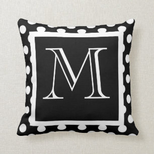 Het zwarte & Witte Hoofdkussen Met monogram van de Kussen