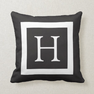 Het zwarte Witte Monogram van de Douane Kussen