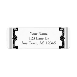 Het zwarte Witte Zilveren Adres van de Terugkeer Etiket