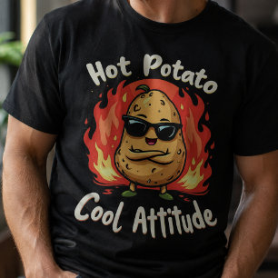 Hete Aardappel, Koele Attitude Grappige Zwarte T-shirt