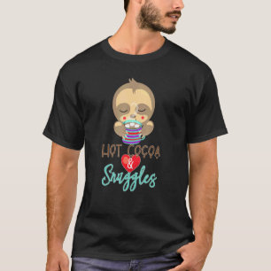Hete cacao en knuffels slaperige luiaard t-shirt