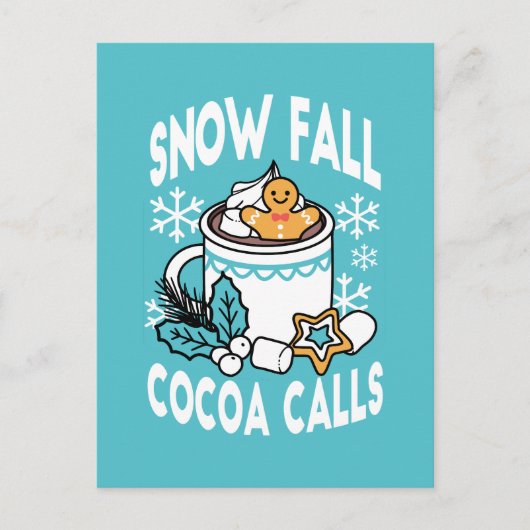 Hete cacao en wintercharme - Snow Herfst Cocoa Cal Briefkaart (Voorkant)