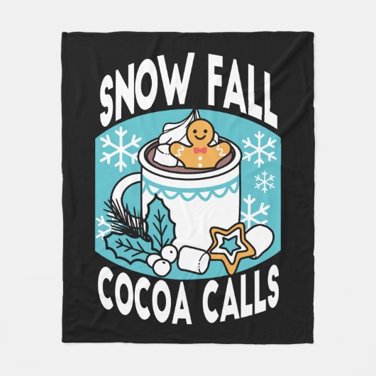 Hete cacao en wintercharme - Snow Herfst Cocoa Cal Fleece Deken (Voorkant)