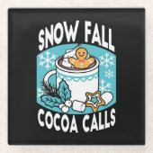 Hete cacao en wintercharme - Snow Herfst Cocoa Cal Glazen Onderzetter (Voorkant)