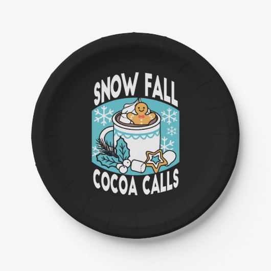 Hete cacao en wintercharme - Snow Herfst Cocoa Cal Papieren Bordje (Voorkant)