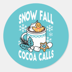 Hete cacao en wintercharme - Snow Herfst Cocoa Cal Ronde Sticker