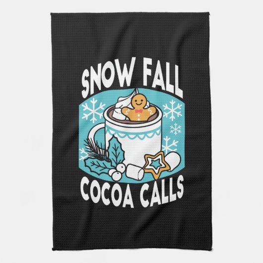 Hete cacao en wintercharme - Snow Herfst Cocoa Cal Theedoek (Verticaal)