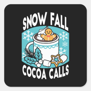 Hete cacao en wintercharme - Snow Herfst Cocoa Cal Vierkante Sticker