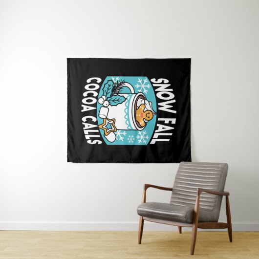 Hete cacao en wintercharme - Snow Herfst Cocoa Cal Wandkleed (In Situ (horizontaal))