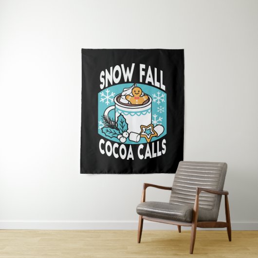 Hete cacao en wintercharme - Snow Herfst Cocoa Cal Wandkleed (In situ)