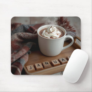 Hete cacao met januari woord Tegels Muismat