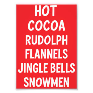 Hete Cacao Rendier Flanel Jingle Bells Kerstman Foto Afdruk