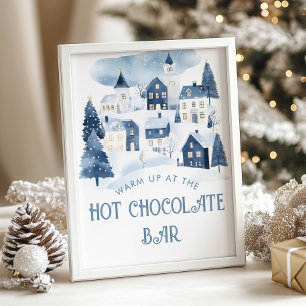 Hete Chocolade Bar Kerst dorp Baby Shower Poster