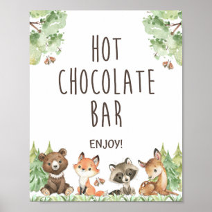 Hete chocolade borden Woodland Dieren Birthday Poster