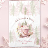 Hete Chocolade & Cookies Naam Roze Kerstmis Theedoek