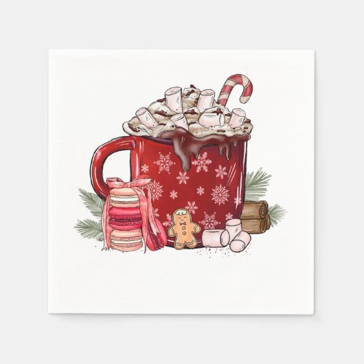 Hete chocolade en Marshmallows Servet (Voorkant)